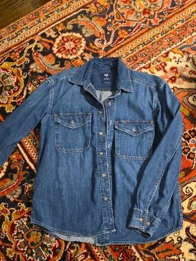 GAP Blue Denim Button-Front Shirt
